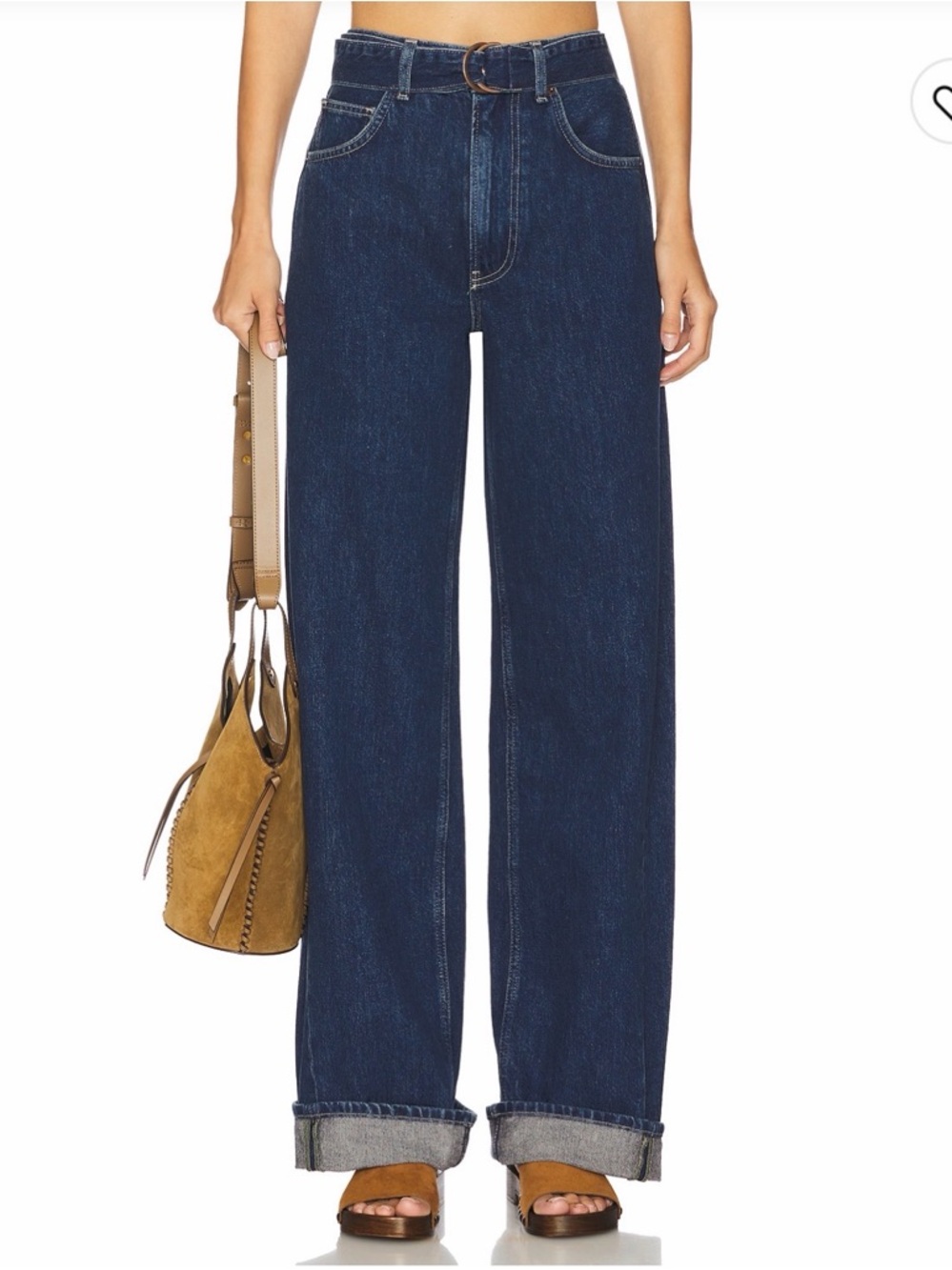 Free People Dark Blue High-Rise Wide Leg Jeans